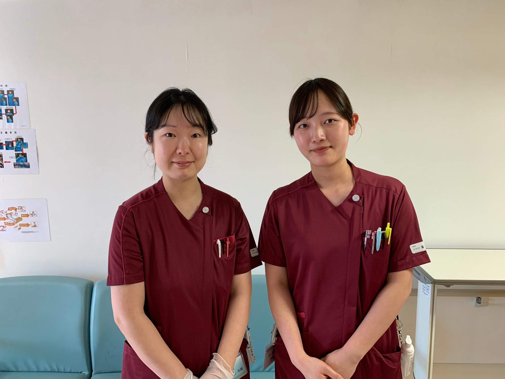 同期の葛西さん（右）と頑張っています